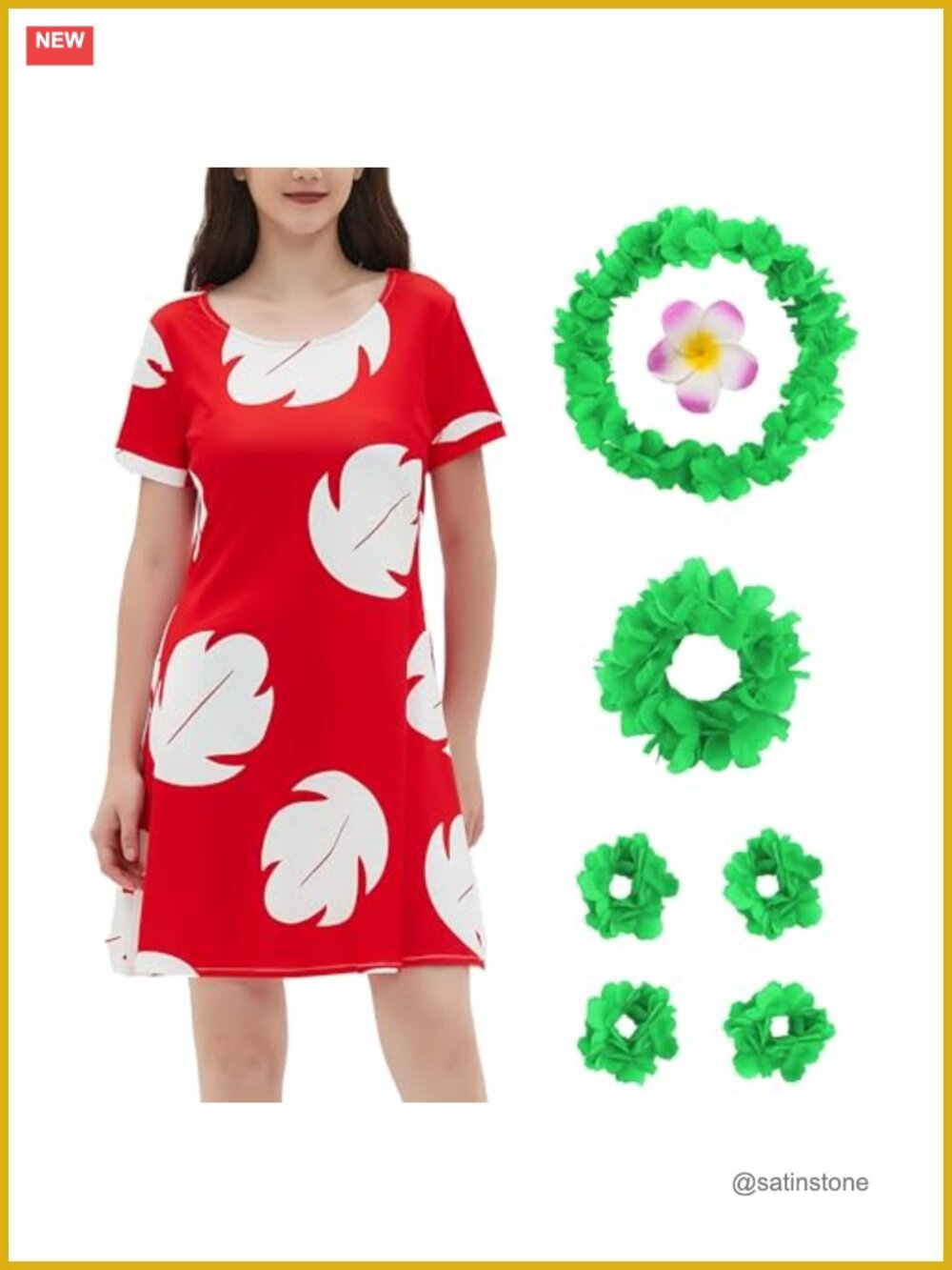 Hawaiian Luau Costume Dress with Pockets Polyester Spandex Leaf Summer Cosplay